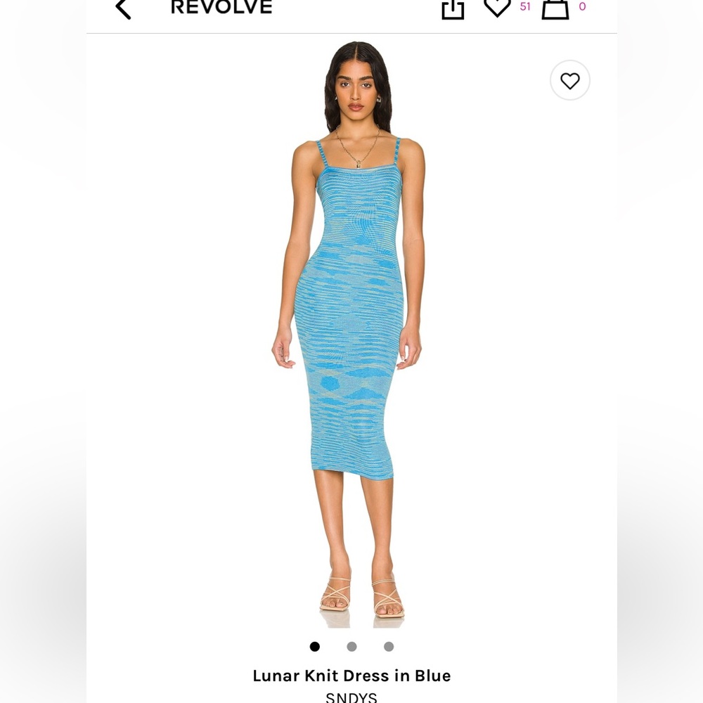 SNDYS dress. Blue with thin gold stripes. Size medium